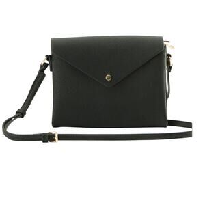 Lucky Brand Black Faux Leather Crossbody Envelope Flap Purse Handbag